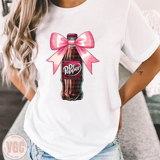 Sip in Style with this Cute Dr Pepper T-Shirt | Fun Pink Bow | For Dr Pepper Lovers & Vintage Soda Fans