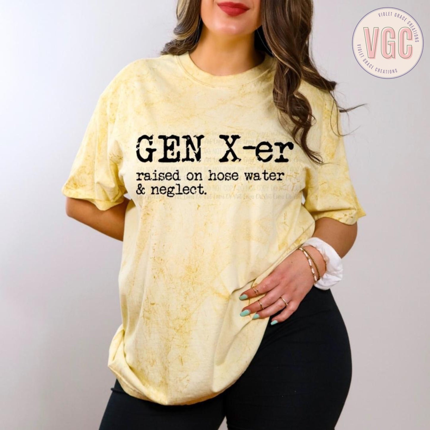 Funny Trendy Gen X-er T-Shirt| Raised on hose water and neglect| Gen X era| Generation Humor| Gift for him and her| Gag gift