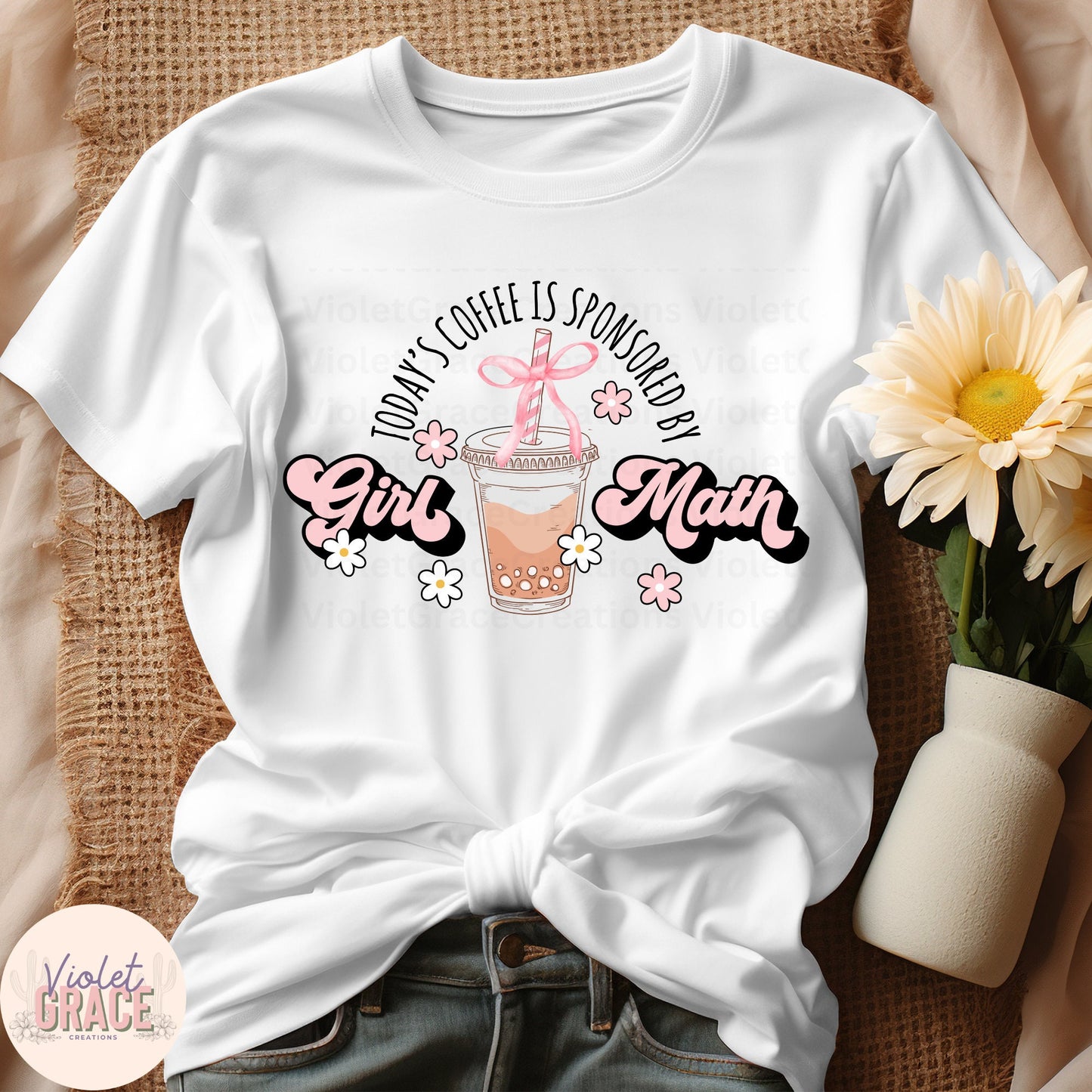 Sip in Style with this Cute Iced Coffee T-Shirt | Fun Coquette Pink Bow | For iced Coffee addicts| Girl math| Coffee Lovers