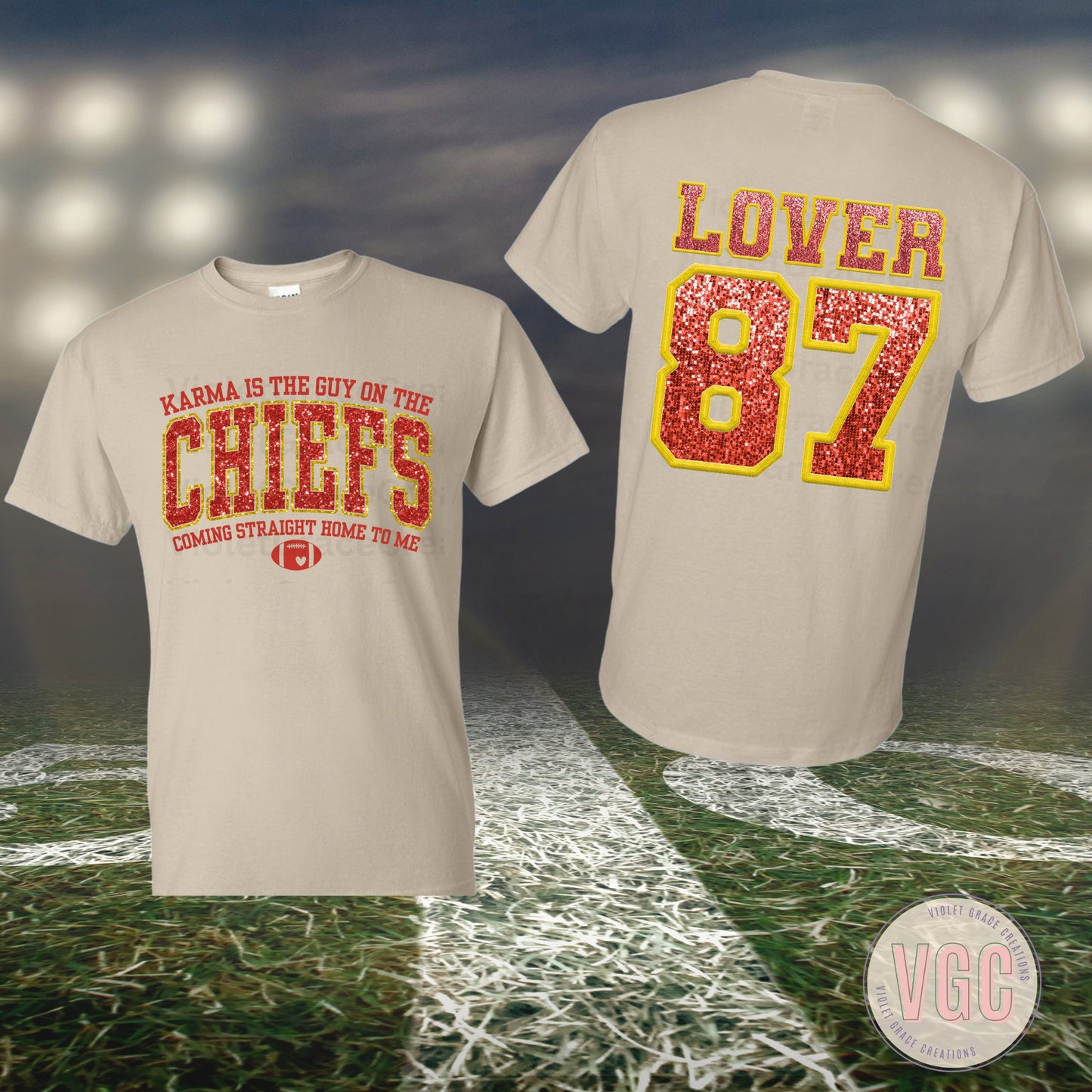 Karma is that guy | swift | 87 | Travis kelce | Lover Era | Swiftie Crewneck | Faux Glitter | Faux Sequin| Kansas City Chiefs| Superbowl