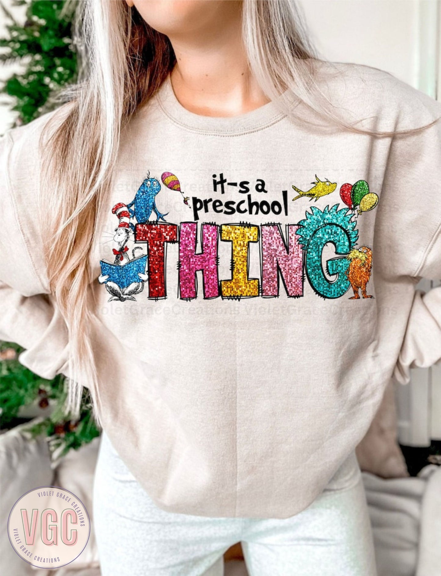 It’s a preschool thing Faux Glitter TShirt| Dr Suess Day| Read Across America| Cat In the Hat| School| Teacher| Reading Week