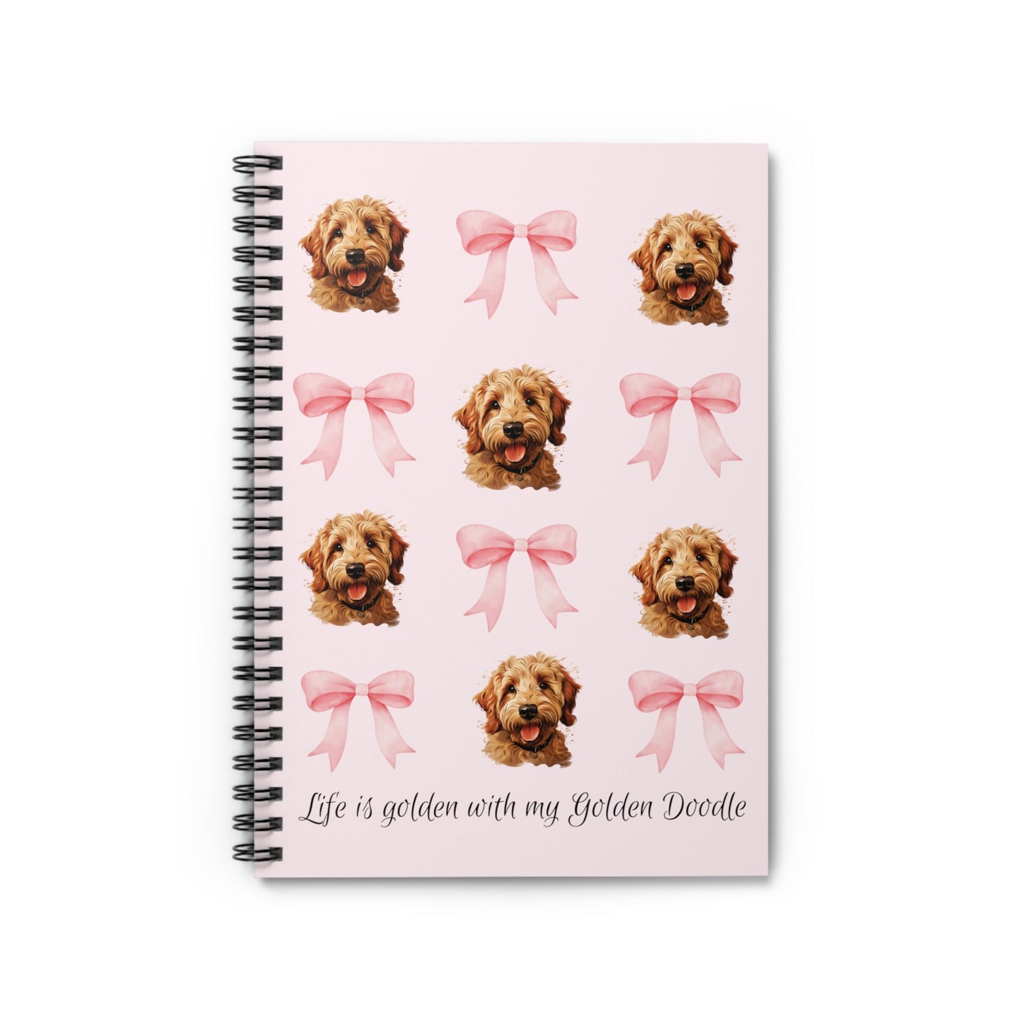 Golden Doodle Delight: Coquette Style Spiral Notebook - Life is Golden Edition | Ruled lined notebook | Cute Coquette styled 8x6 notebook