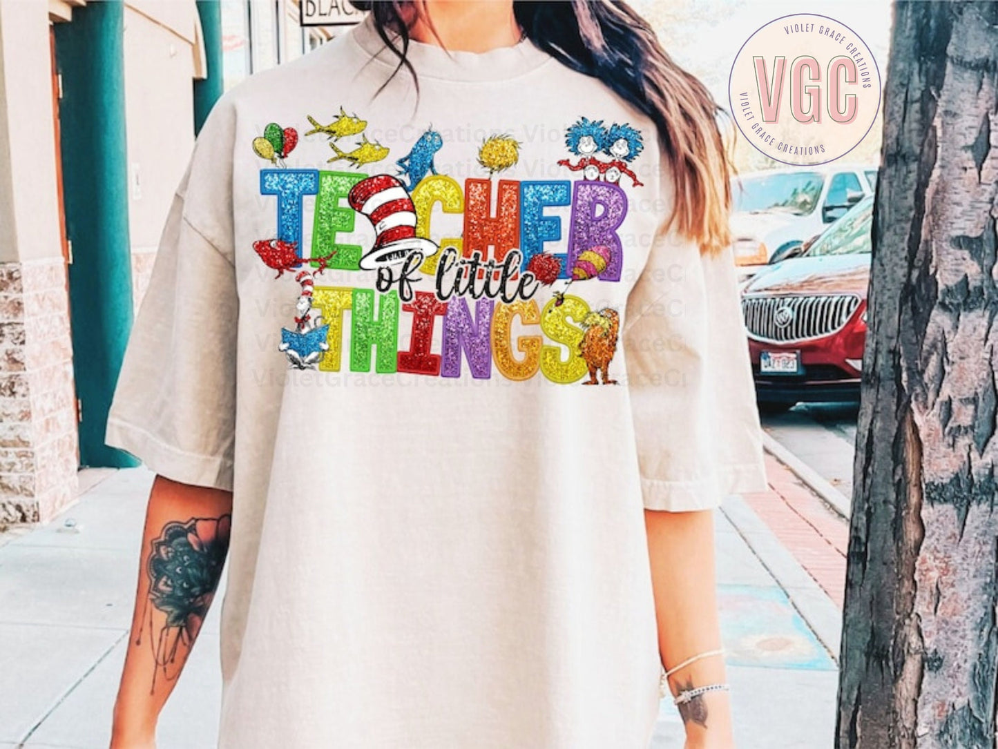 Teacher of Little Things Faux Glitter TShirt| Dr Suess Day| Read Across America| Cat In the Hat| School| Teacher| Reading Week