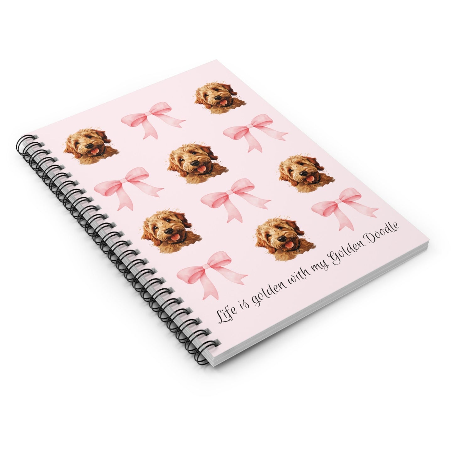 Golden Doodle Delight: Coquette Style Spiral Notebook - Life is Golden Edition | Ruled lined notebook | Cute Coquette styled 8x6 notebook