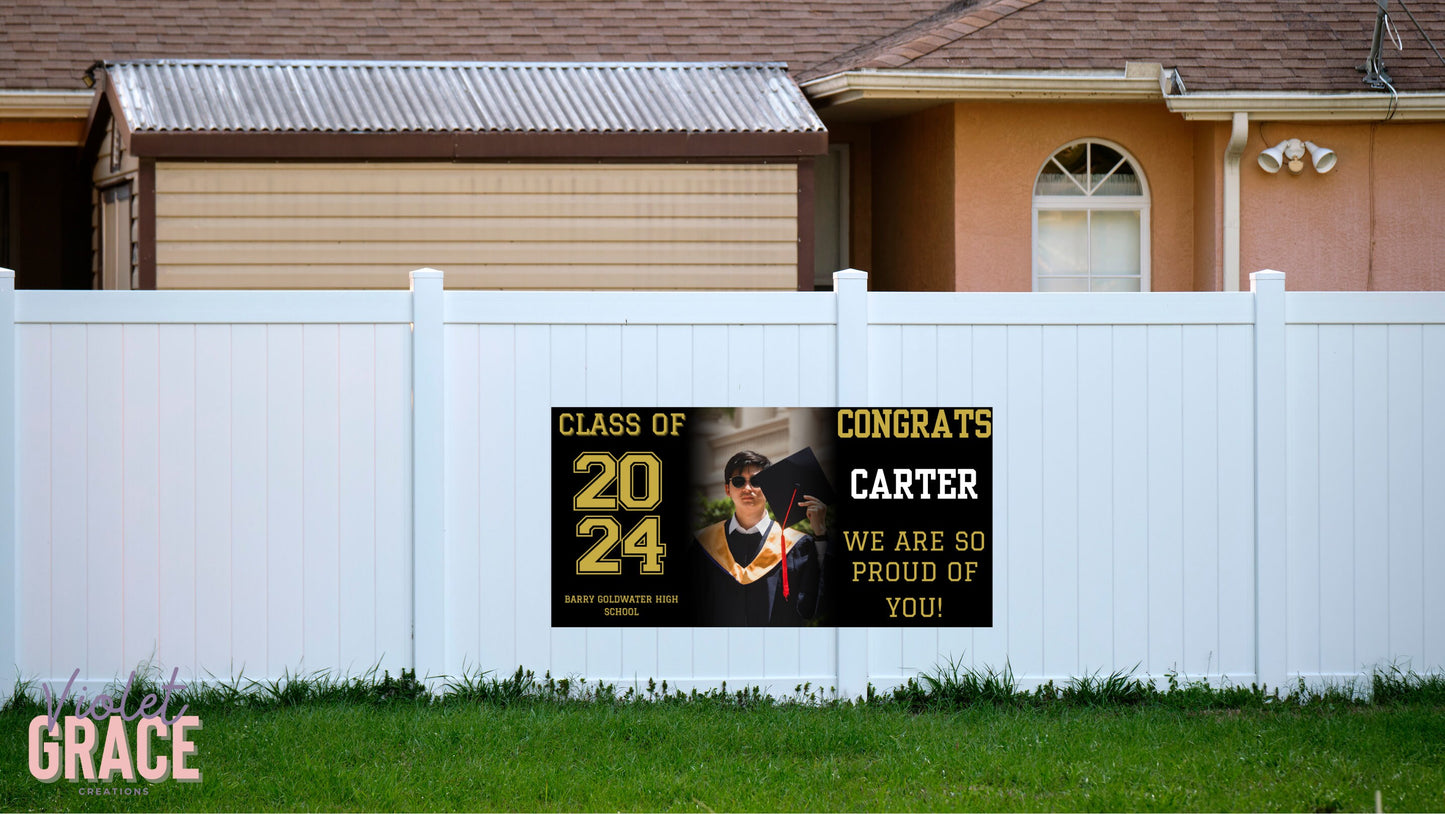 Personalized Graduation Banner with photo| Graduation Decorations| Class of 2024| Outdoor Graduation Decorations