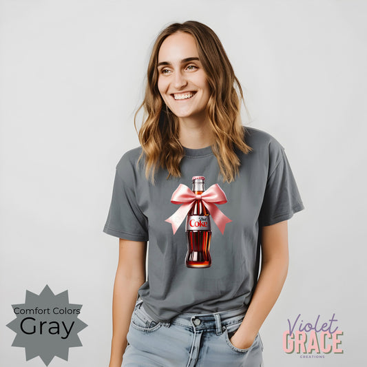 Sip in Style with this Cute Diet Coke T-Shirt | Fun Pink Bow | For Diet Coke Lovers & Vintage Soda Fans| Diet Coke Comfort Colors