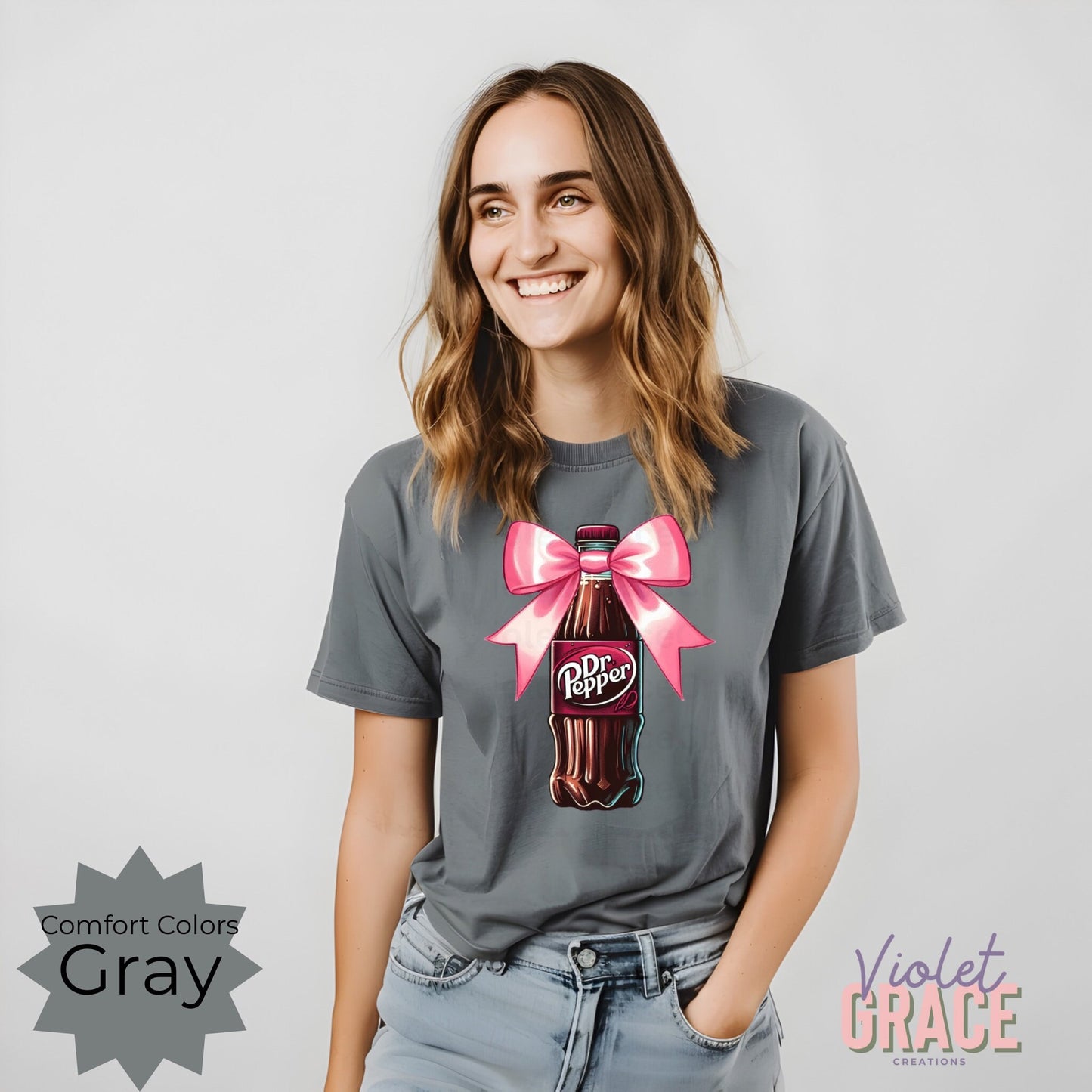 Sip in Style with this Cute Dr Pepper T-Shirt | Fun Pink Bow | For Dr. Peper Lovers & Vintage Soda Fans| Dr Pepper  Comfort Colors