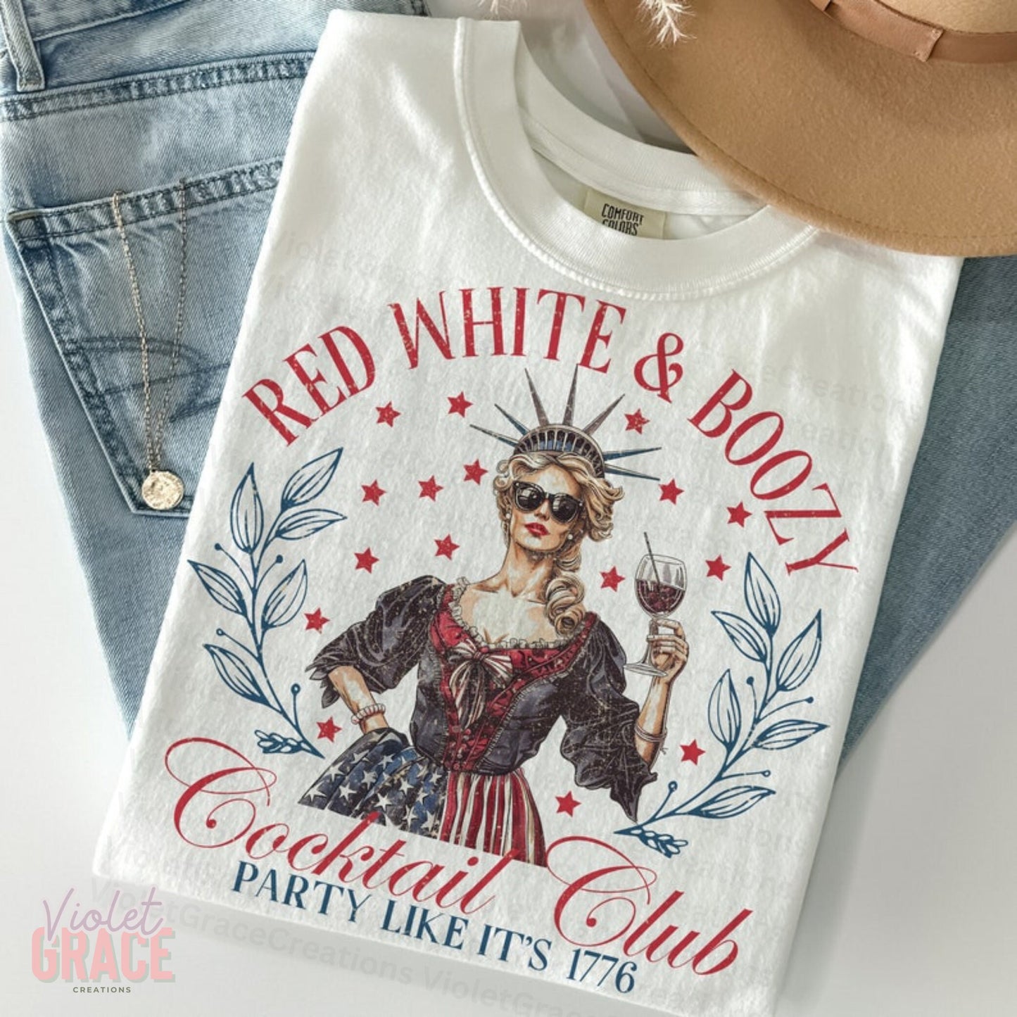 Red White and Boozy| Vintage Statue of Liberty| Patriotic TShirt| 4th of July Graphic Tee| Red White and Blue| Social Club| Drinking Club