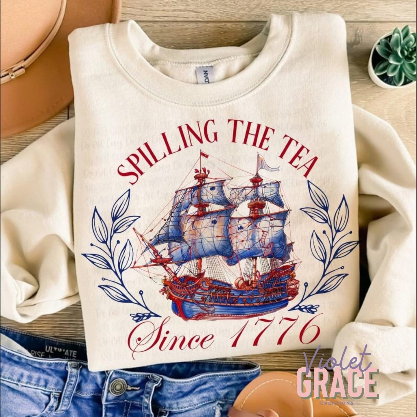 Spilling Tea| Retro Tea Party Shirt| Patriotic TShirt| 4th of July Graphic Tee| Red White and Blue|