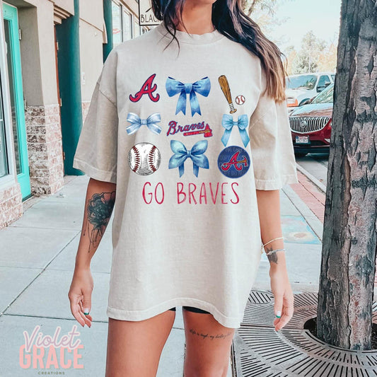 Alanta Braves Corquette Style Graphic Tee| Women’s Baseball Fashion| Alanta Baseball| Baseball Tee| Braves Baseball|