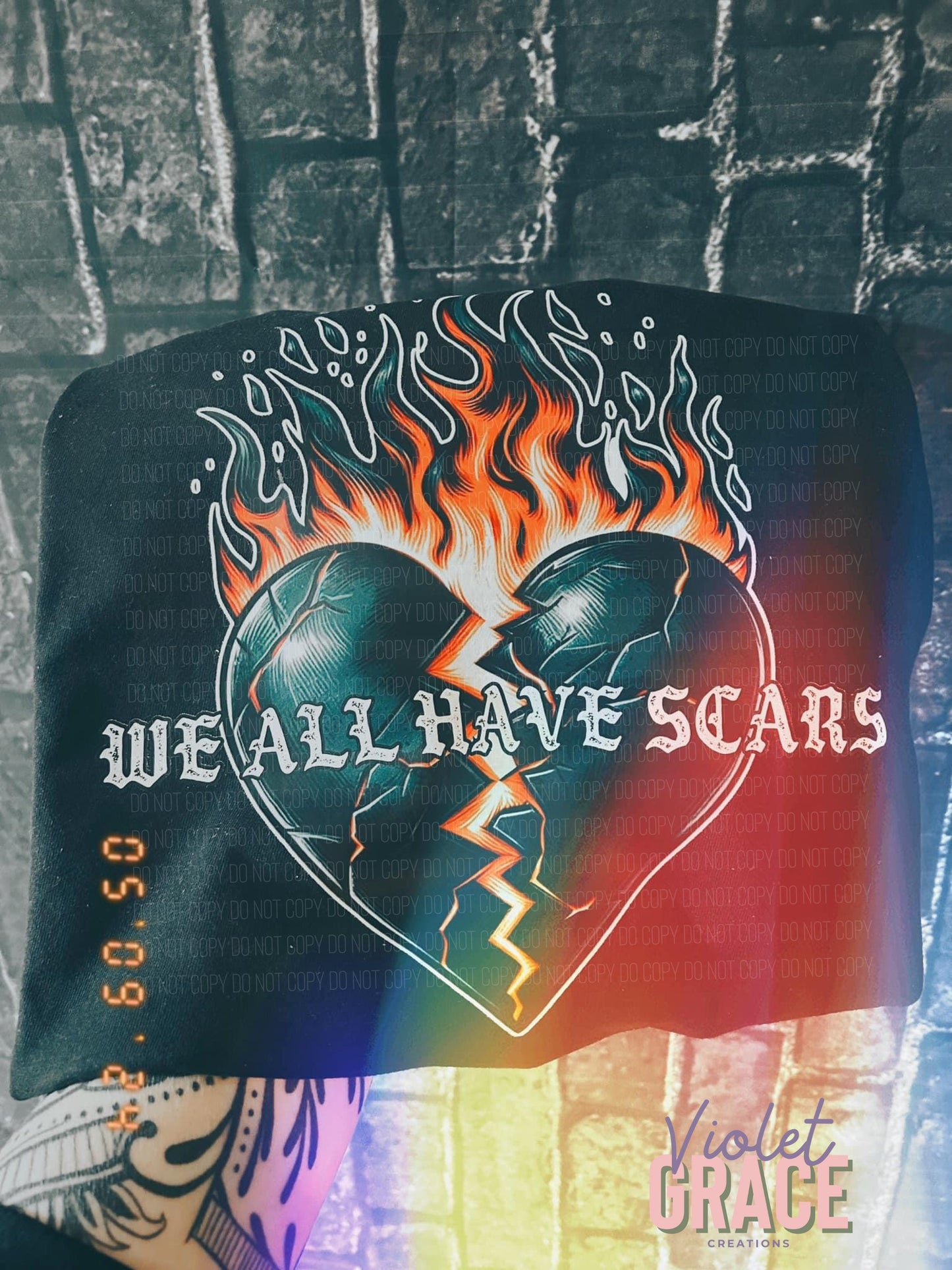 We all have scars| Tattoo style graphic T-Shirt| Mental Health Tee| Edge rock style shirt