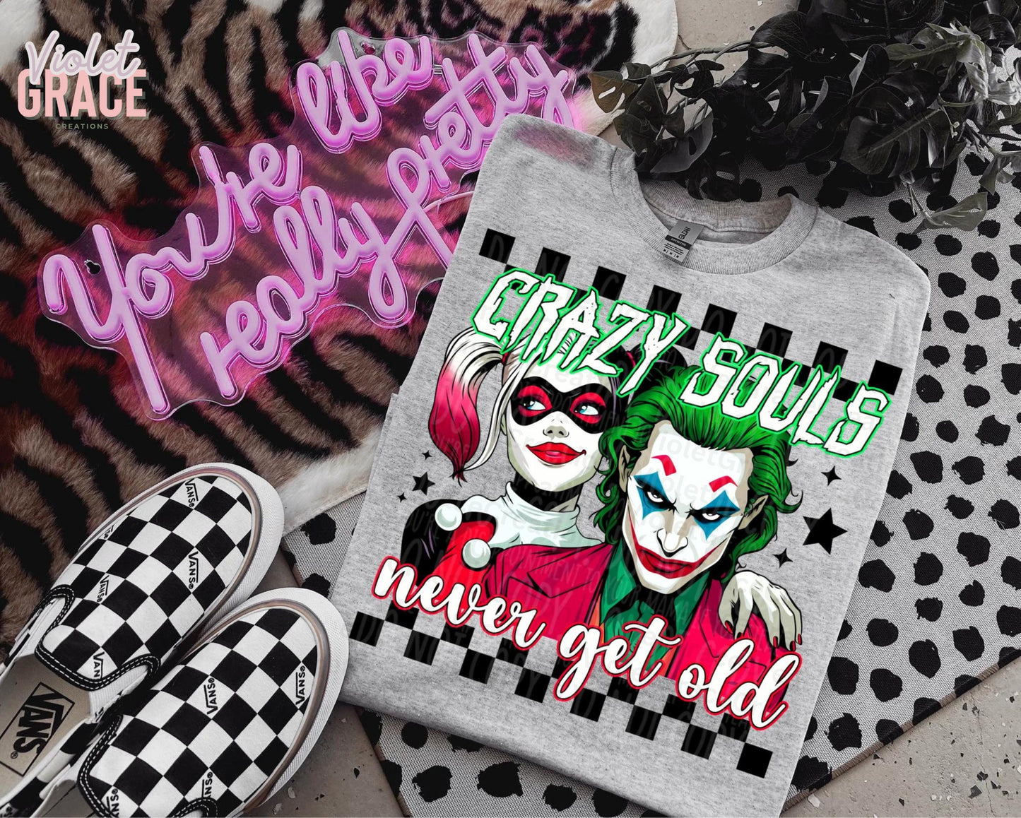 Crazy Souls Never Get Old| Joker and Harley Quinn TShirt| Villan|